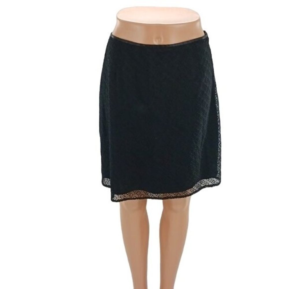 New York & Company Womens Size 6 Black Beaded Skirt Knee Length Elegant Chic